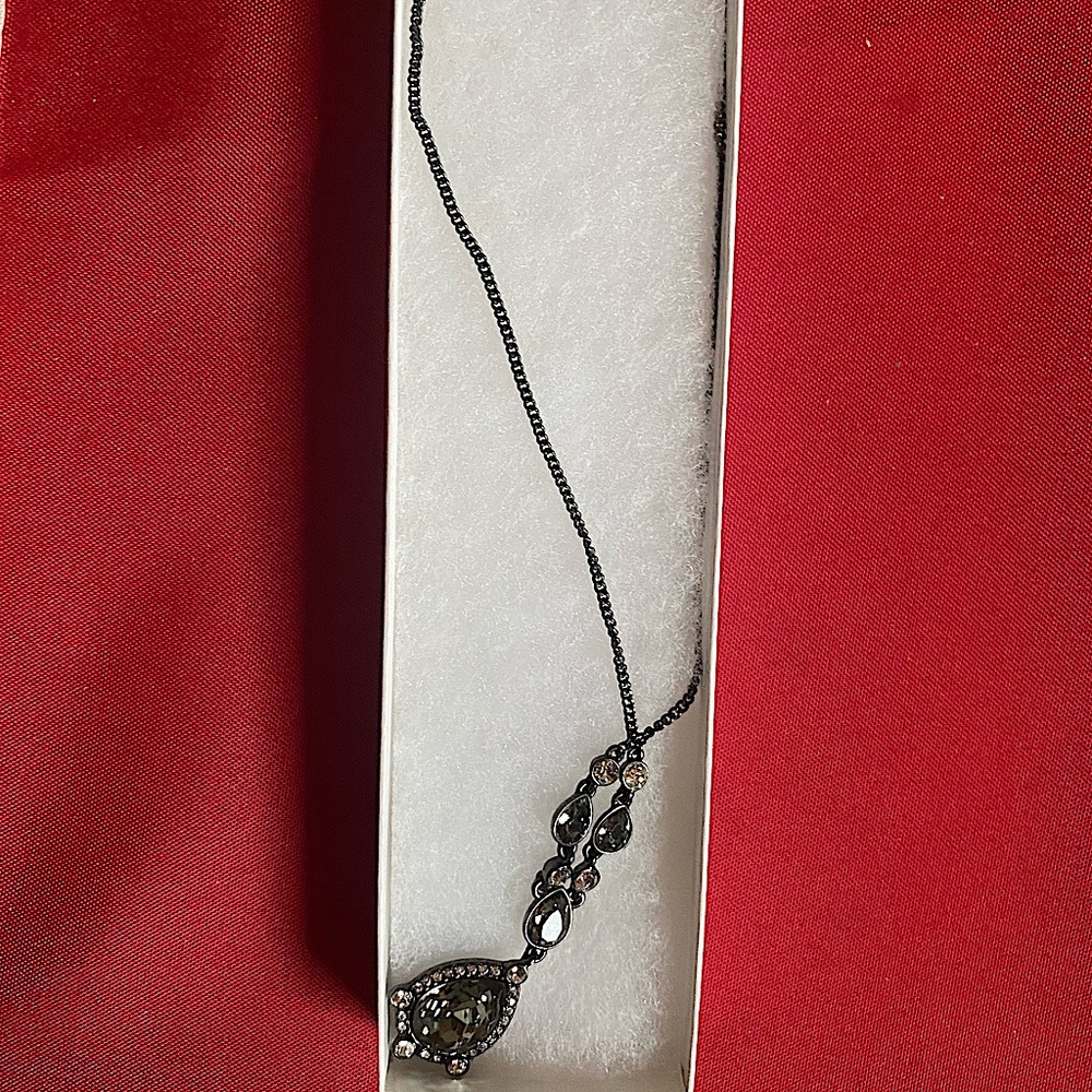 Gunmetal crystal necklace